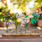 Stained Glass Sweet Pea Plant Stake (March Birth Flower)