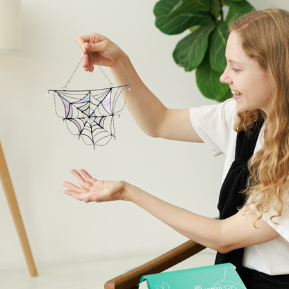 Spider Web Stained Glass Suncatcher