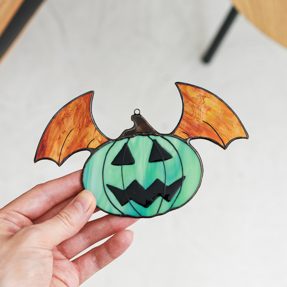 Pumpkin Wings Stained Glass Suncatcher