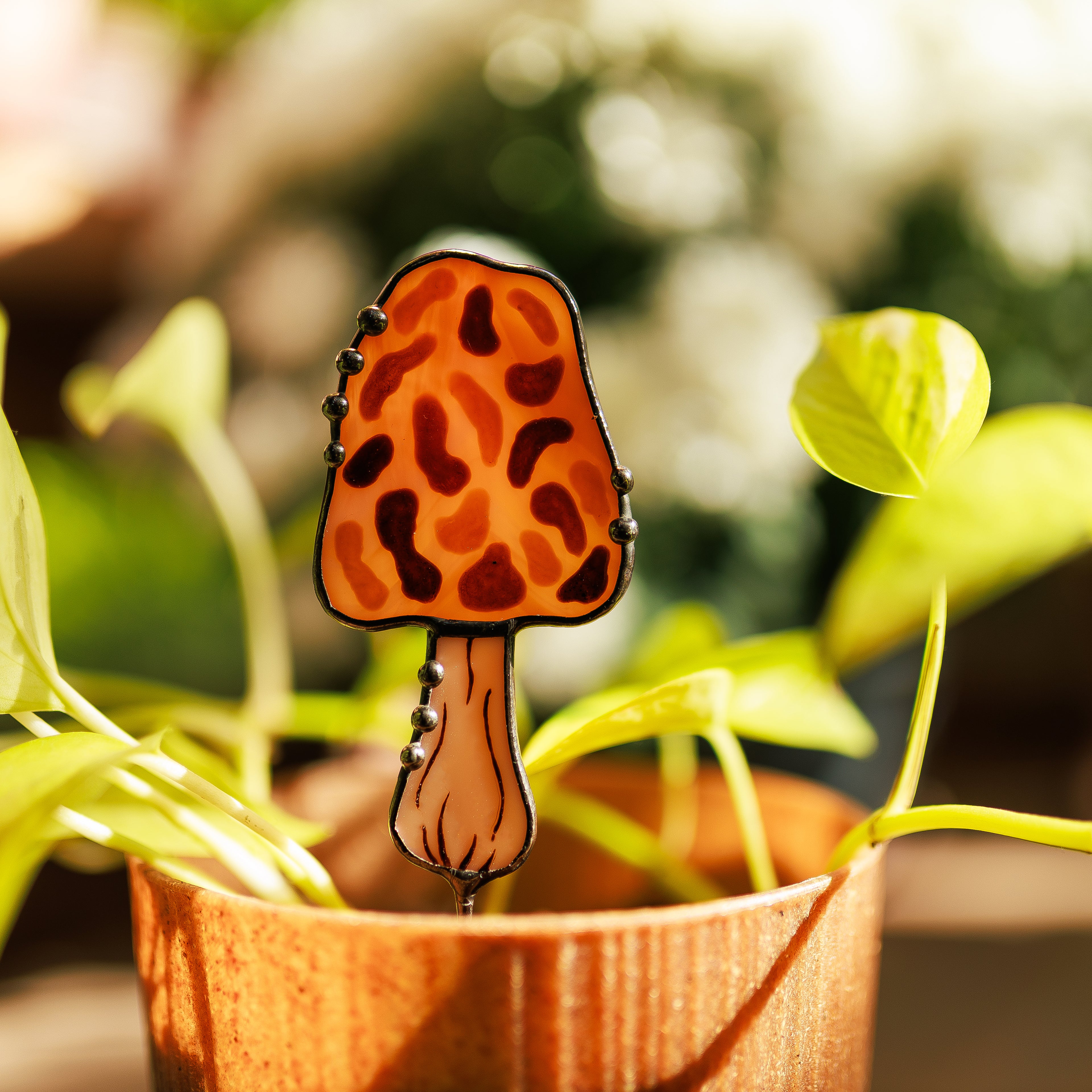 Mushroom Stained Glass Plant Stake