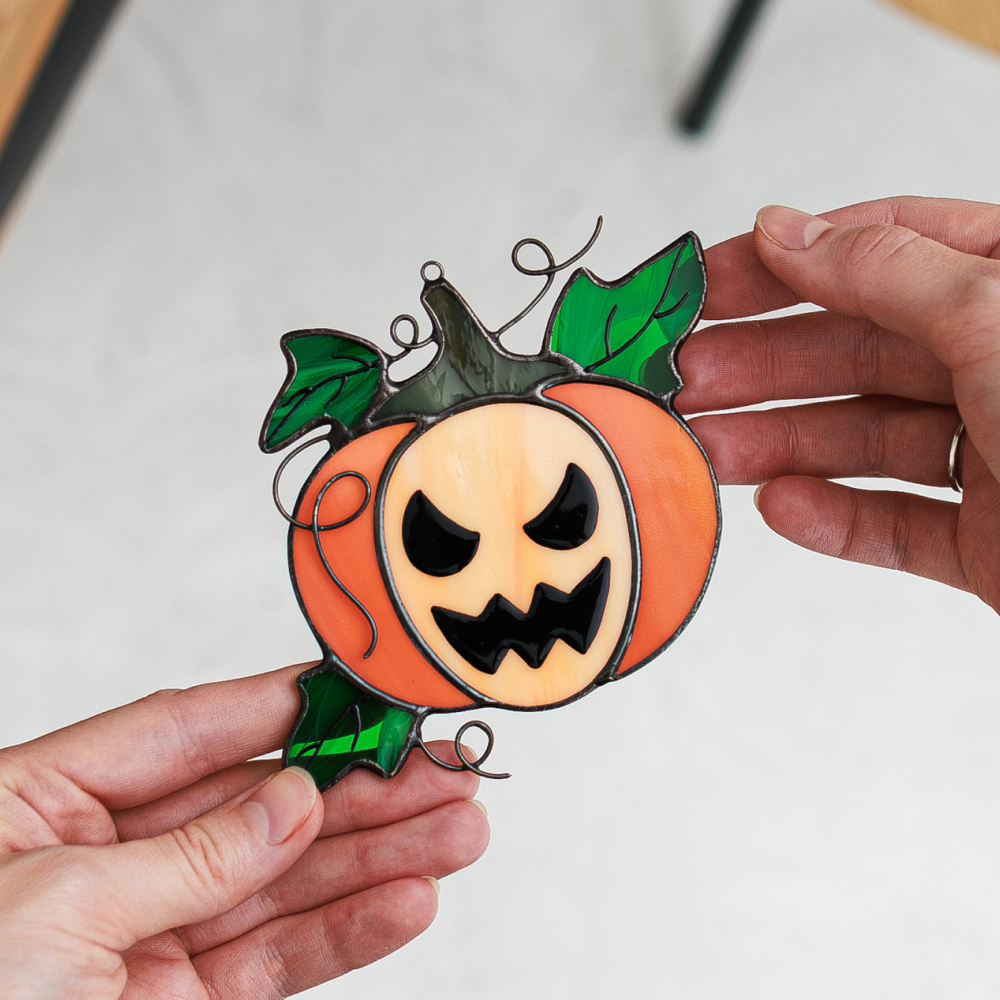 Whimsical Pumpkin Trio Suncatcher