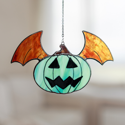 Pumpkin Wings Stained Glass Suncatcher