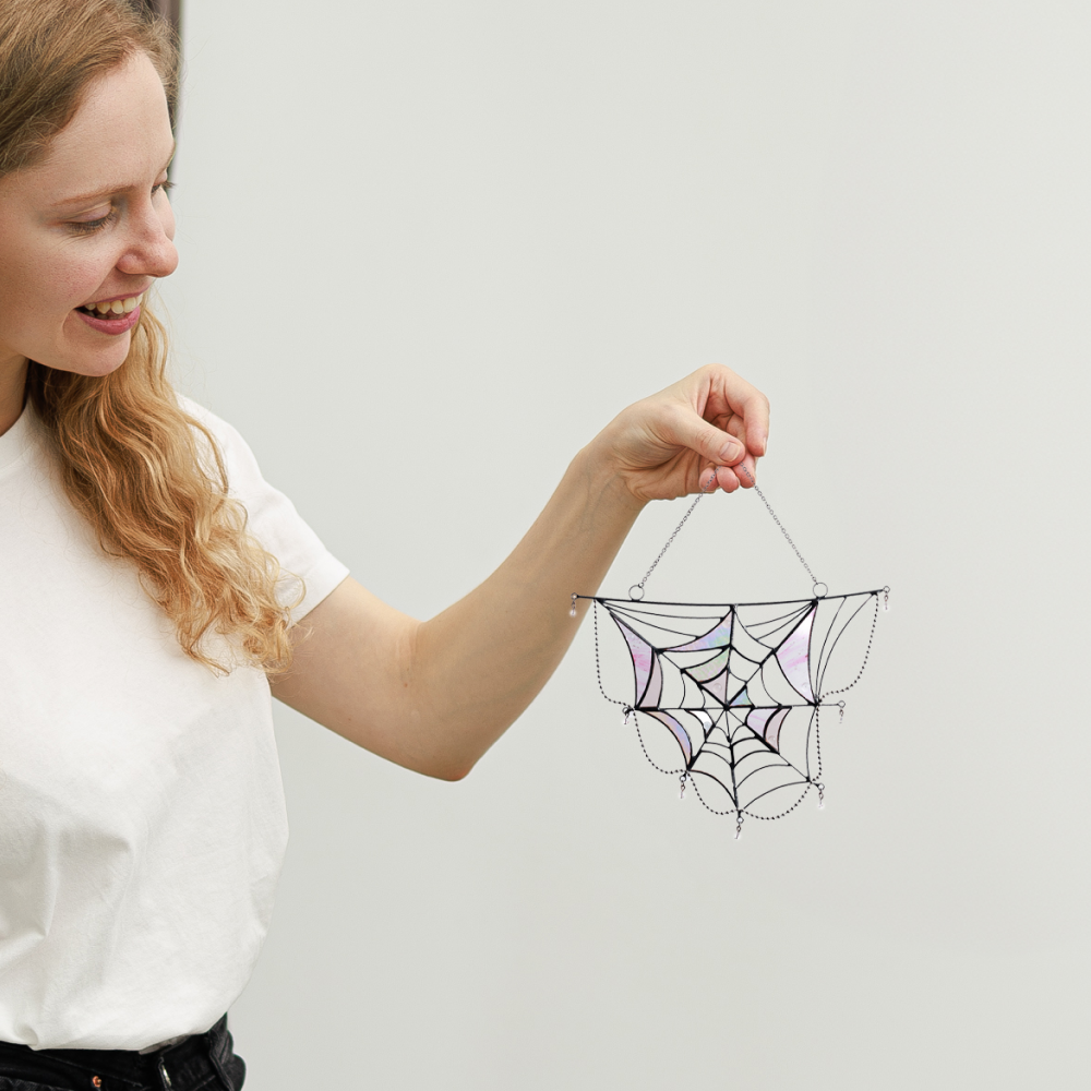 Spider Web Stained Glass Suncatcher