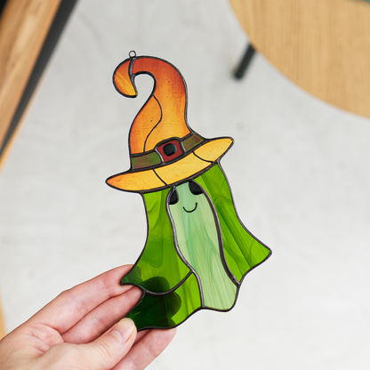 Witch Ghost Stained Glass Suncatcher