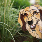 Stained Glass Peeking Dogs Window Hangings