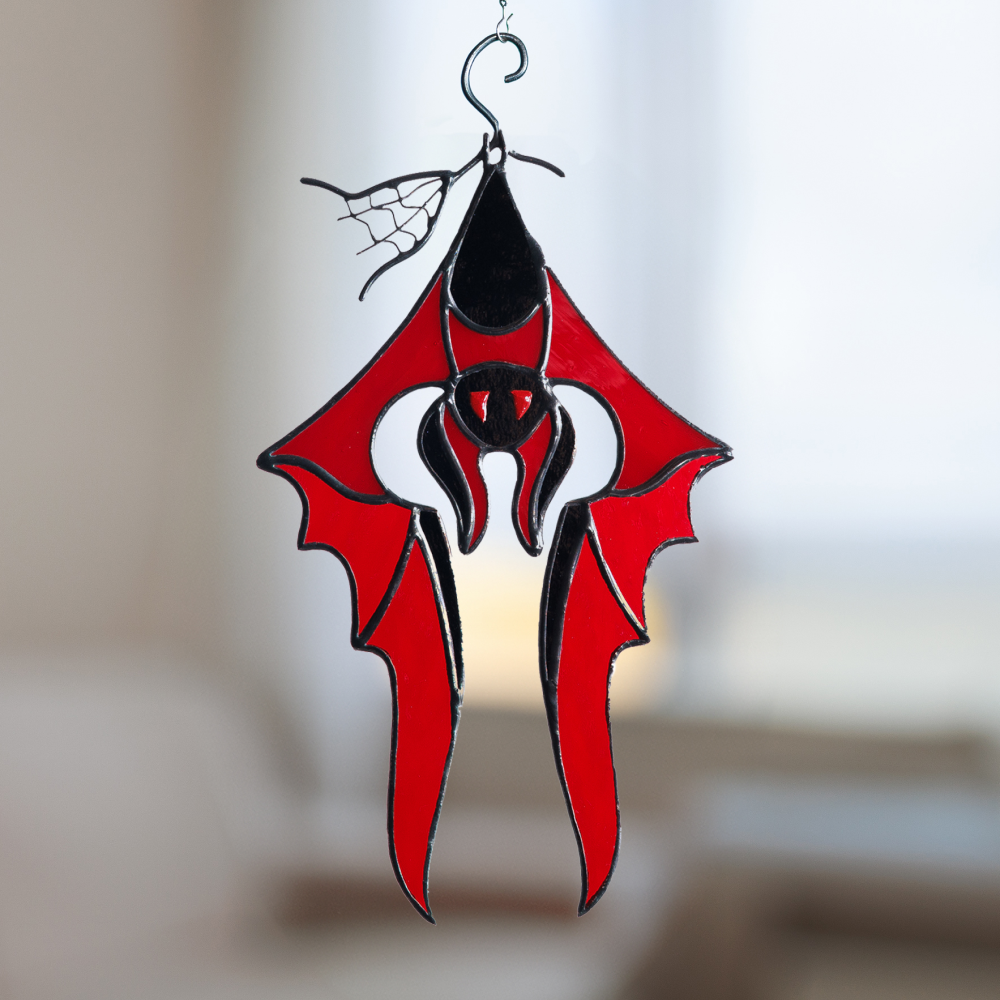 Upside Down Bat Stained Glass Suncatcher