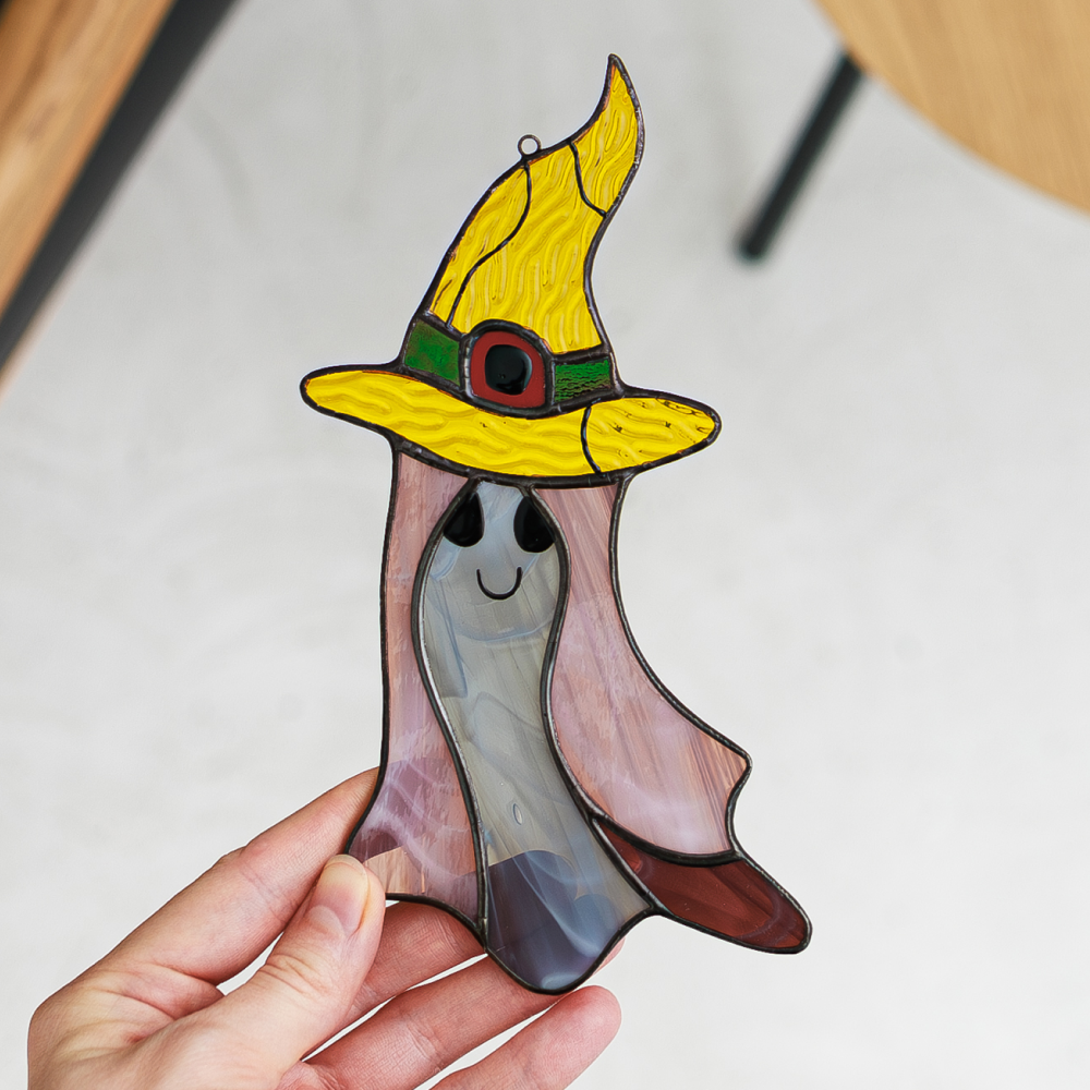 Witch Ghost Stained Glass Suncatcher