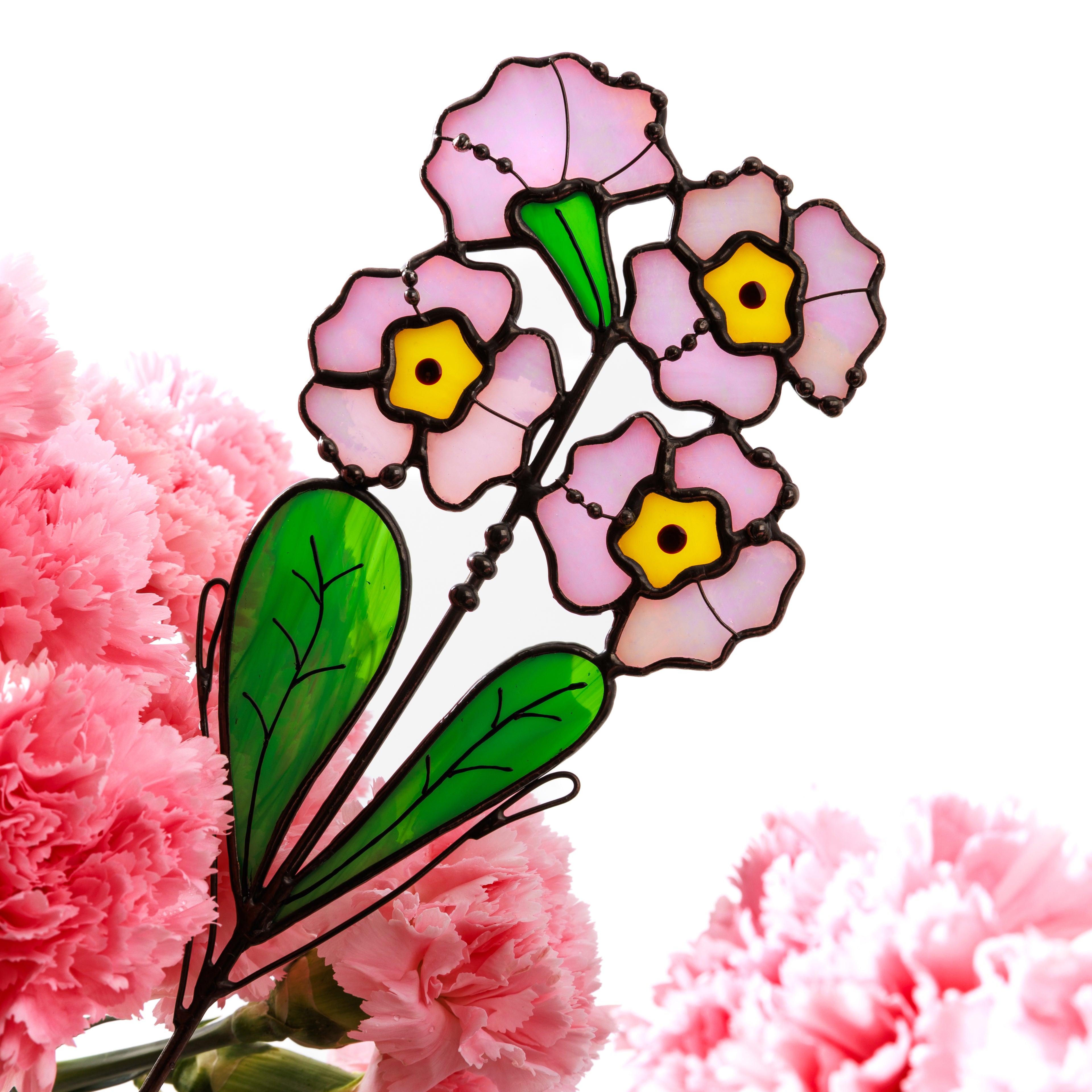 Stained Glass Primrose Plant Stake (February Birth Flower)