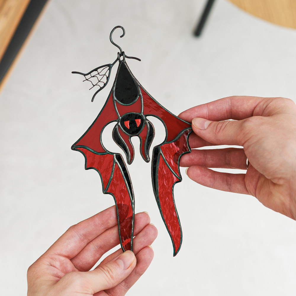 Upside Down Bat Stained Glass Suncatcher