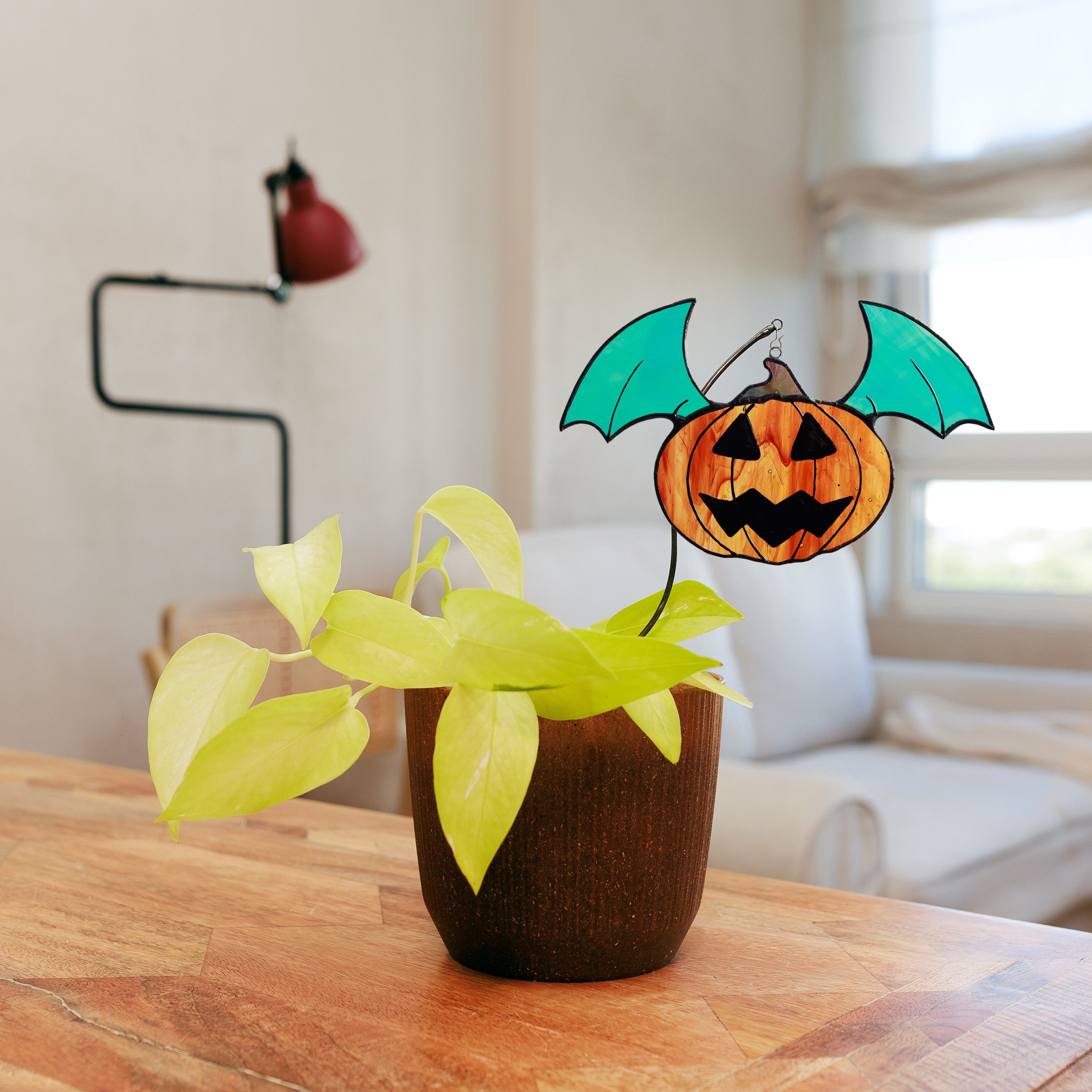 Pumpkin Wings Stained Glass Suncatcher