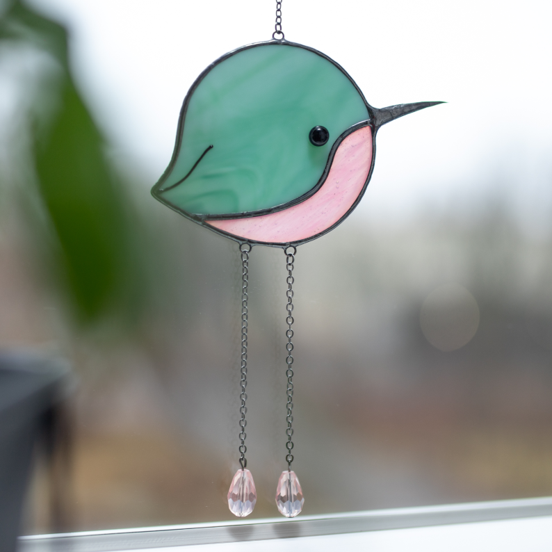 Round Hummingbird Crystal Suncatcher