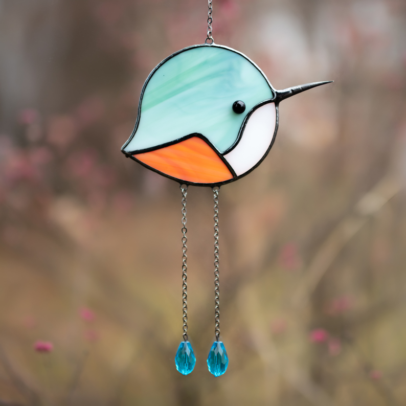 Round Hummingbird Crystal Suncatcher