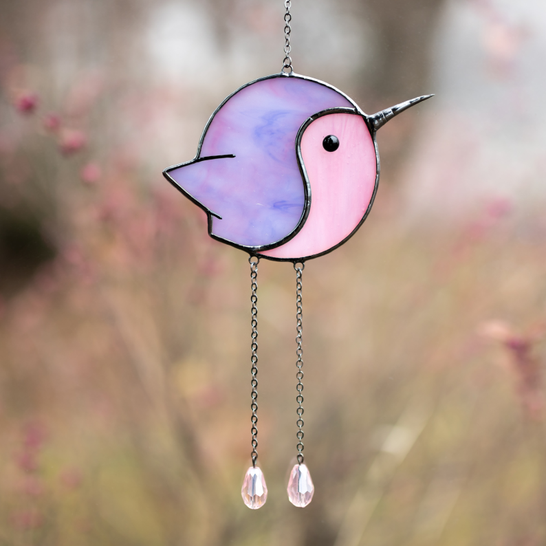 Round Hummingbird Crystal Suncatcher