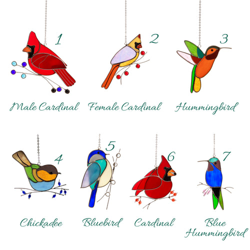 Red Cardinal (Male) Stained Glass Suncatcher