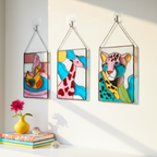Safari Stained Glass Wall Art – Duck, Giraffe, Zebra & Leopard