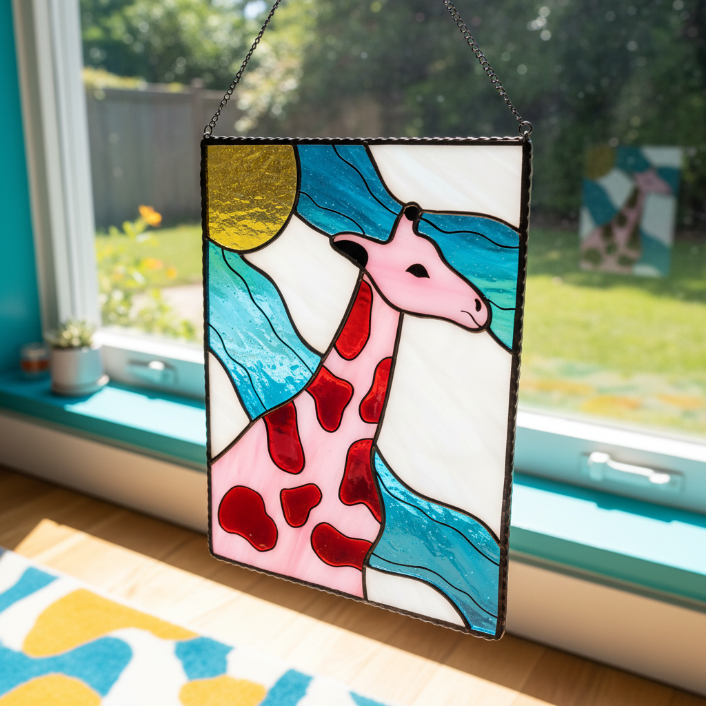 Safari Stained Glass Wall Art – Duck, Giraffe, Zebra & Leopard