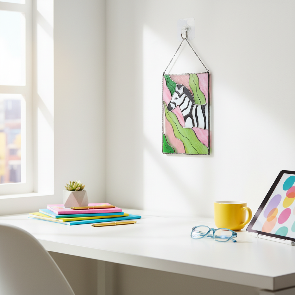 Safari Stained Glass Wall Art – Duck, Giraffe, Zebra & Leopard