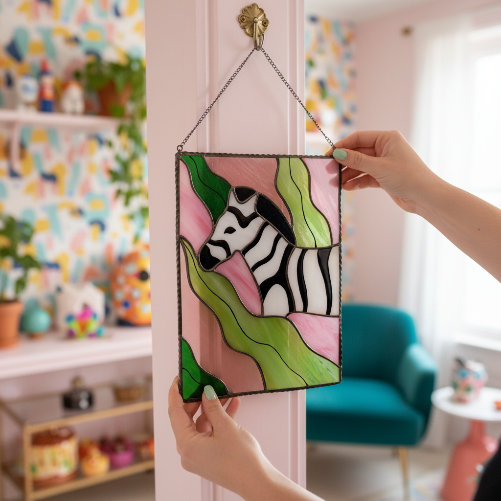 Safari Stained Glass Wall Art – Duck, Giraffe, Zebra & Leopard