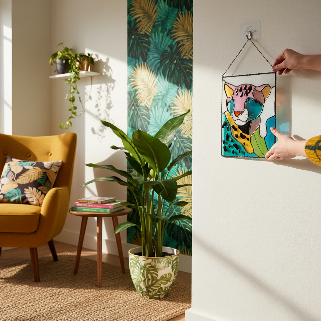 Safari Stained Glass Wall Art – Duck, Giraffe, Zebra & Leopard