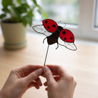 Ladybug Handmade Stained Glass Plant Stake
