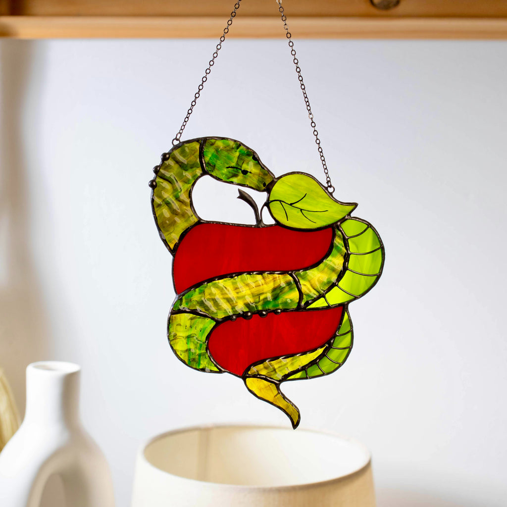Snake with Apple Suncatcher