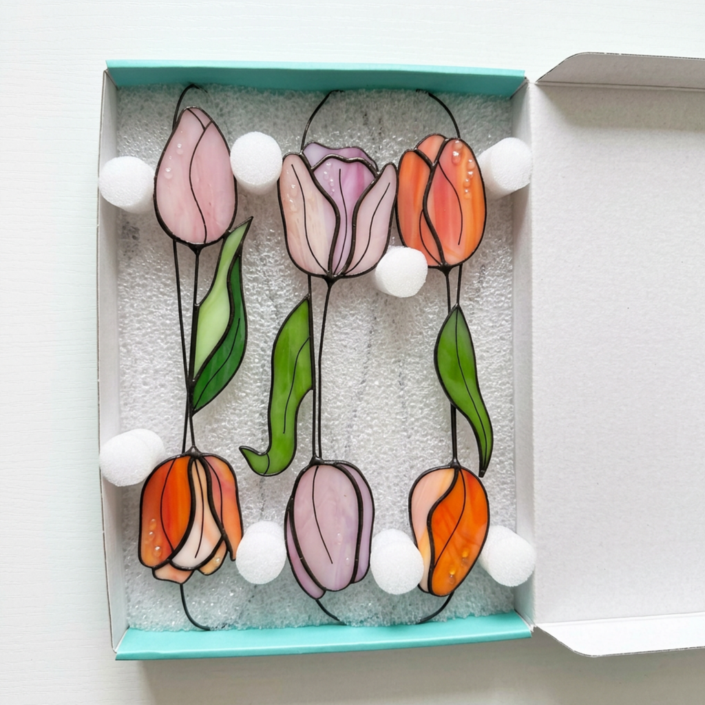 Stained Glass Tulip Flower Bouquet