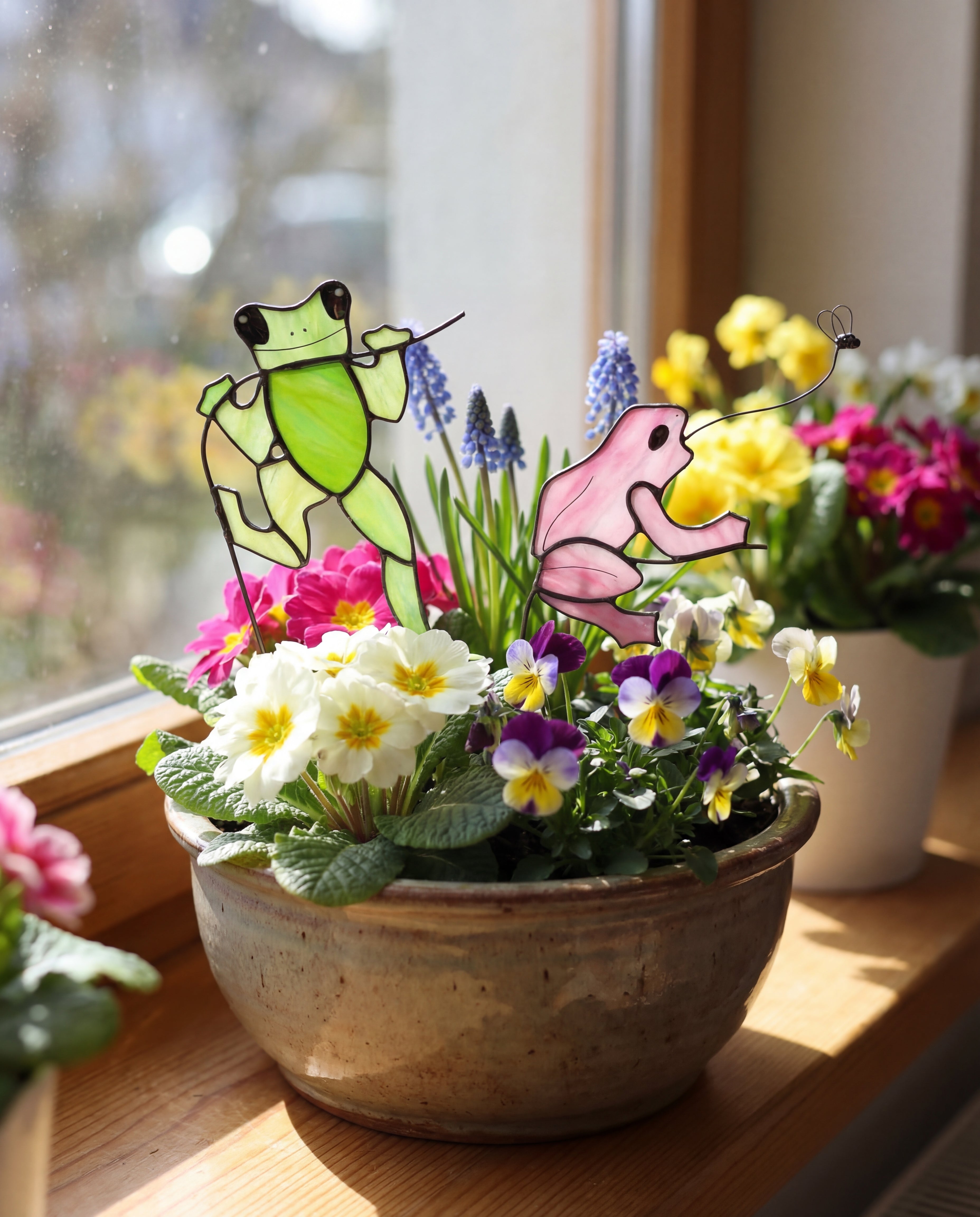 Stained Glass Frog Plant Stake