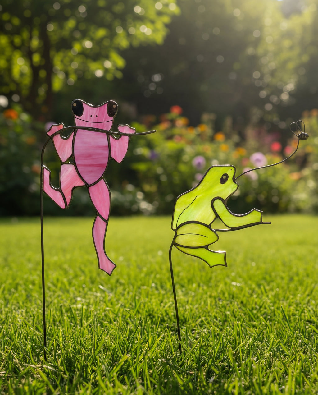 Stained Glass Frog Plant Stake