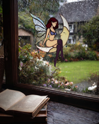 Stained Glass Fairy Moon Witch Suncatcher