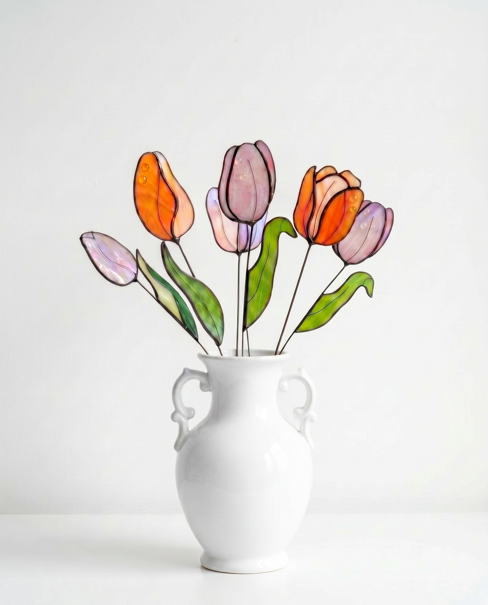 Stained Glass Tulip Flower Bouquet