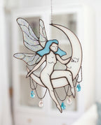 Stained Glass Fairy Moon Suncatcher