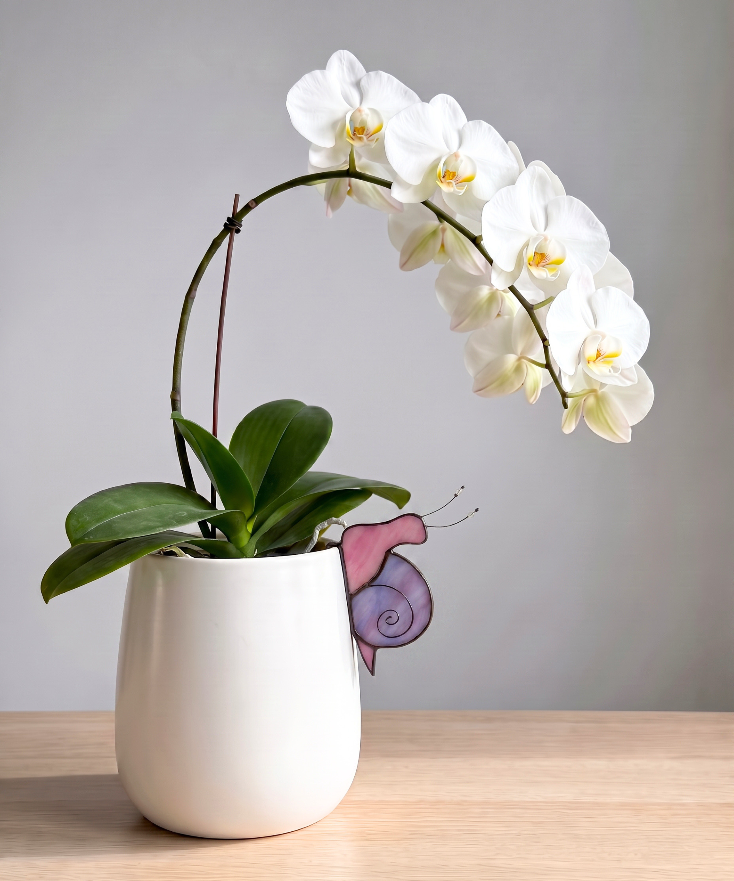 Handmade Stained Glass Snail Plant Stake