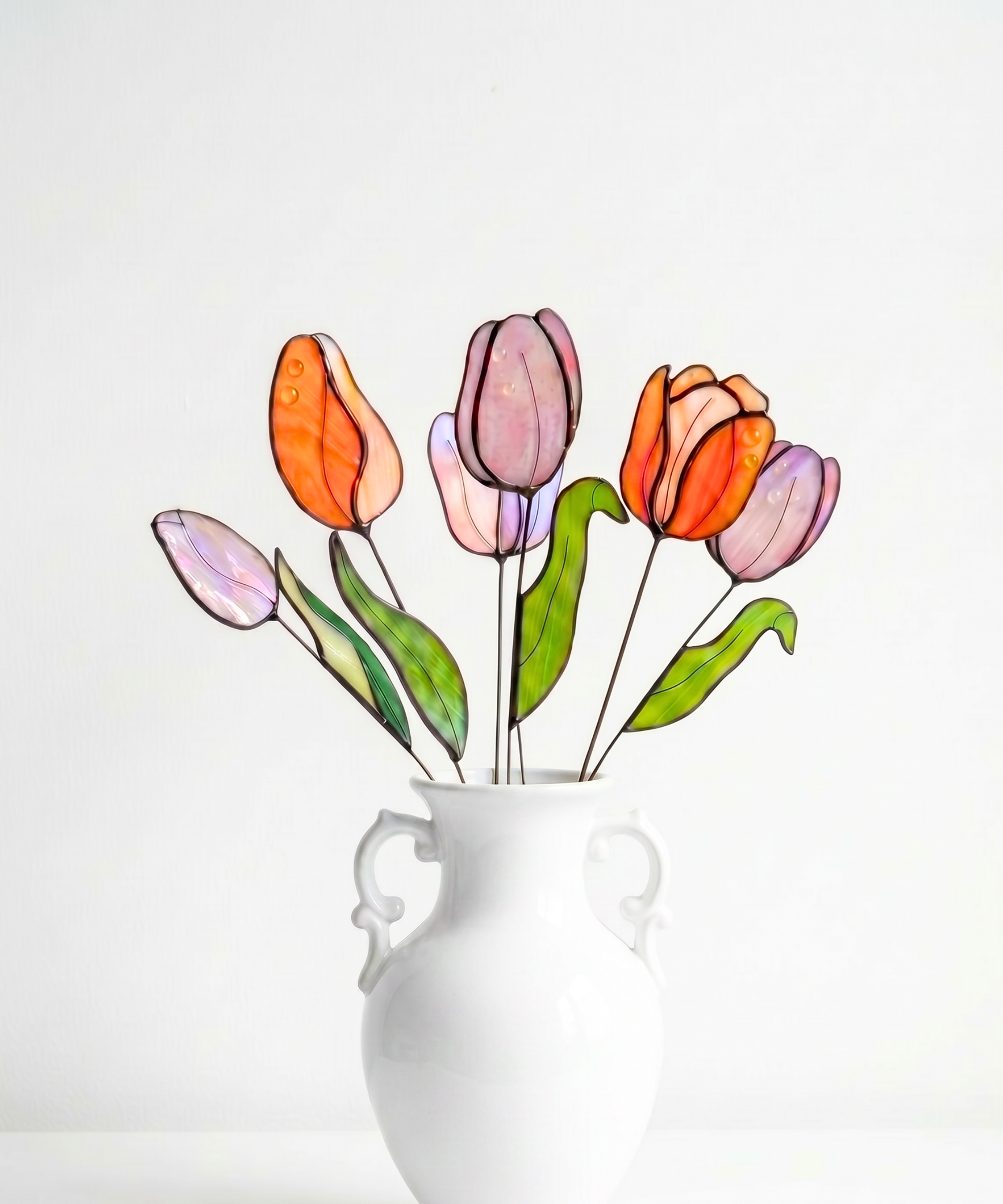 Stained Glass Tulip Flower Bouquet