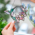 Tropical Hummingbird & Monstera Suncatcher Stained Glass Window Hanging Jungle-Inspired Gift for Her