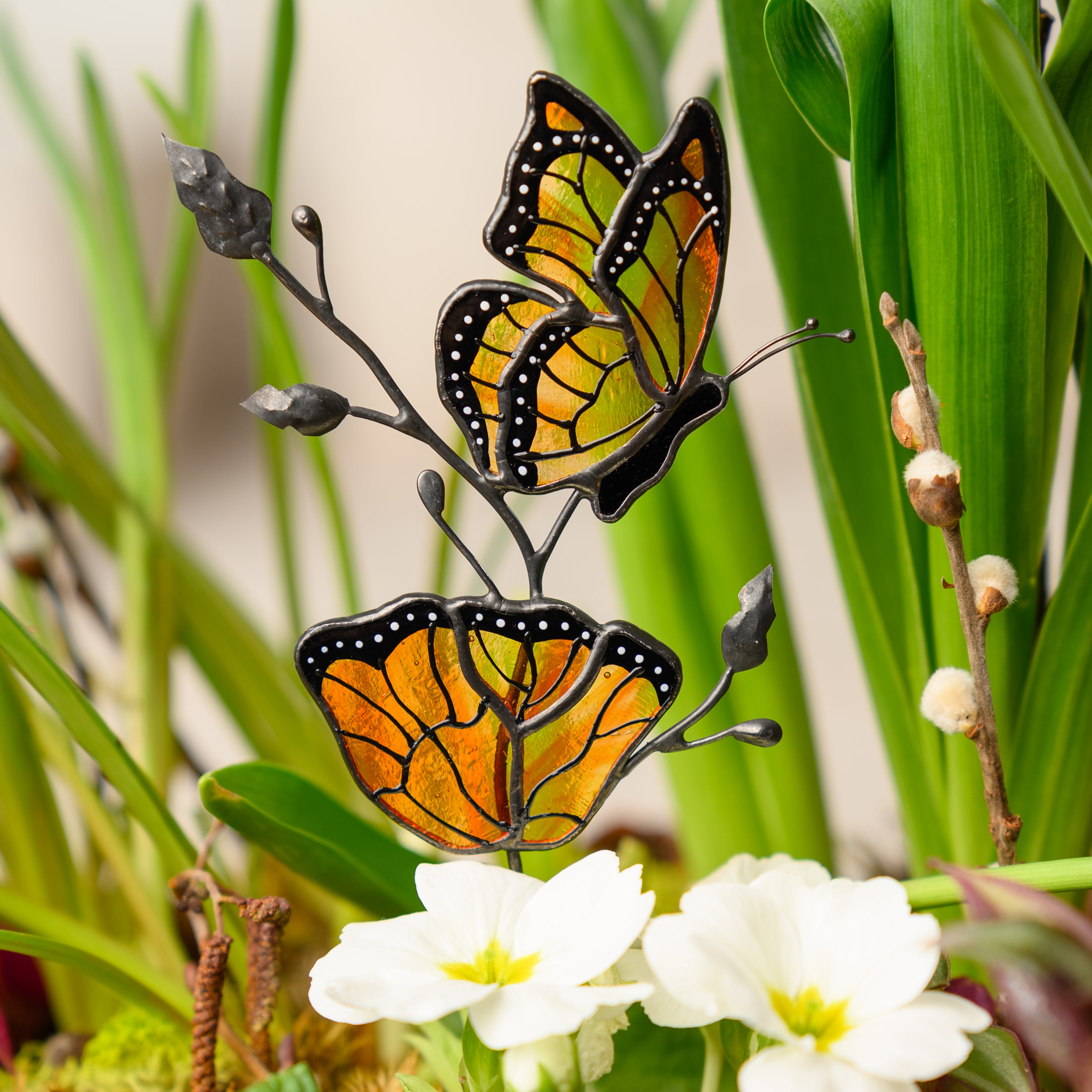 Stained Glass Monarch Butterfly Plant Stake