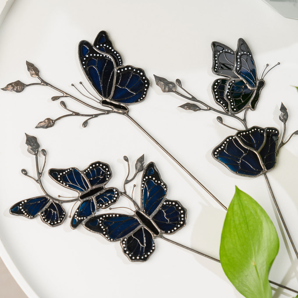 Stained Glass Monarch Butterfly Plant Stake
