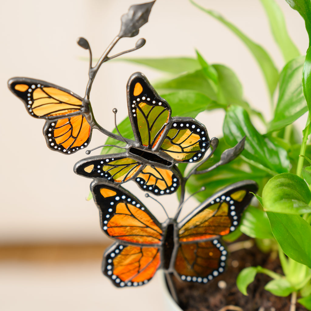 Stained Glass Monarch Butterfly Plant Stake