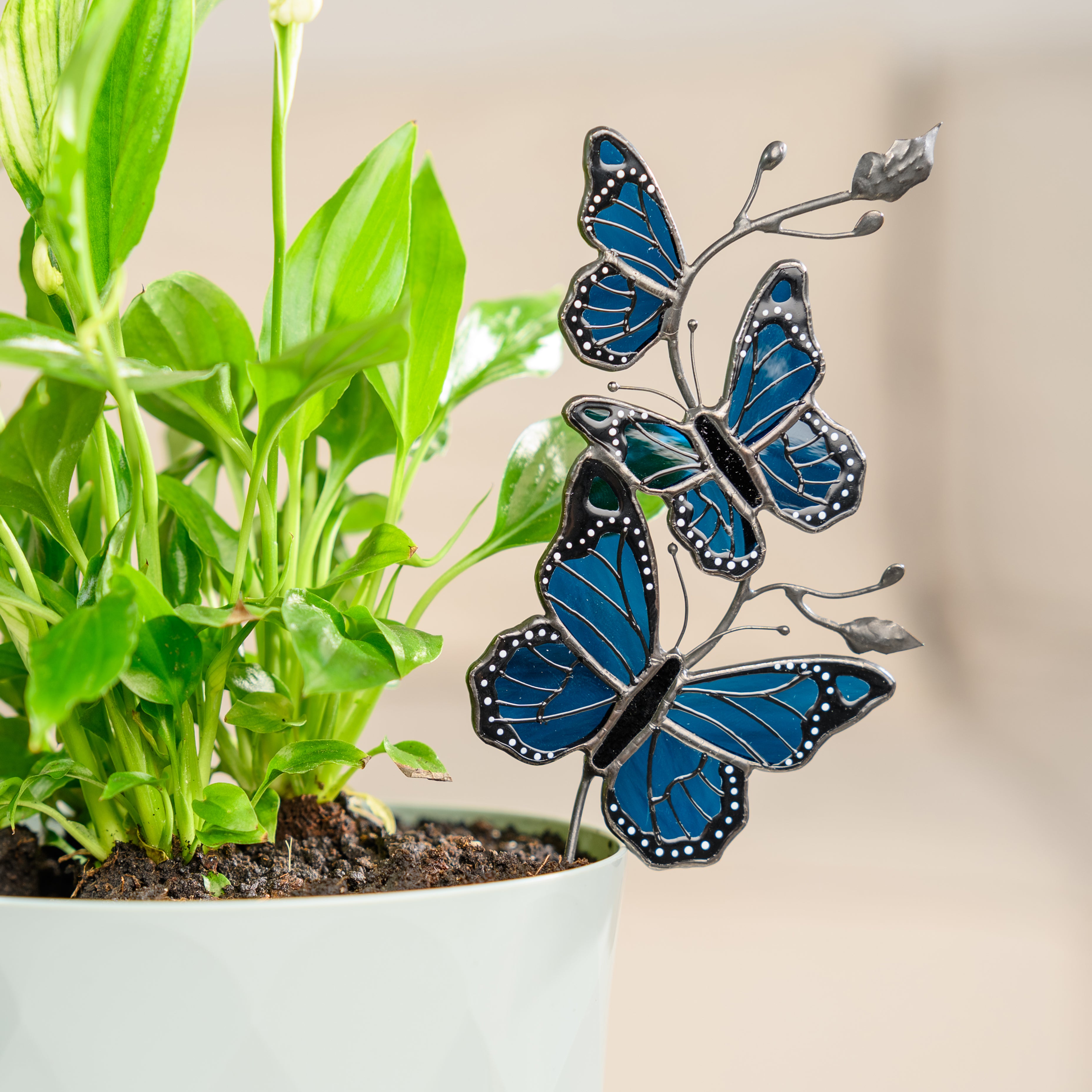 Stained Glass Monarch Butterfly Plant Stake
