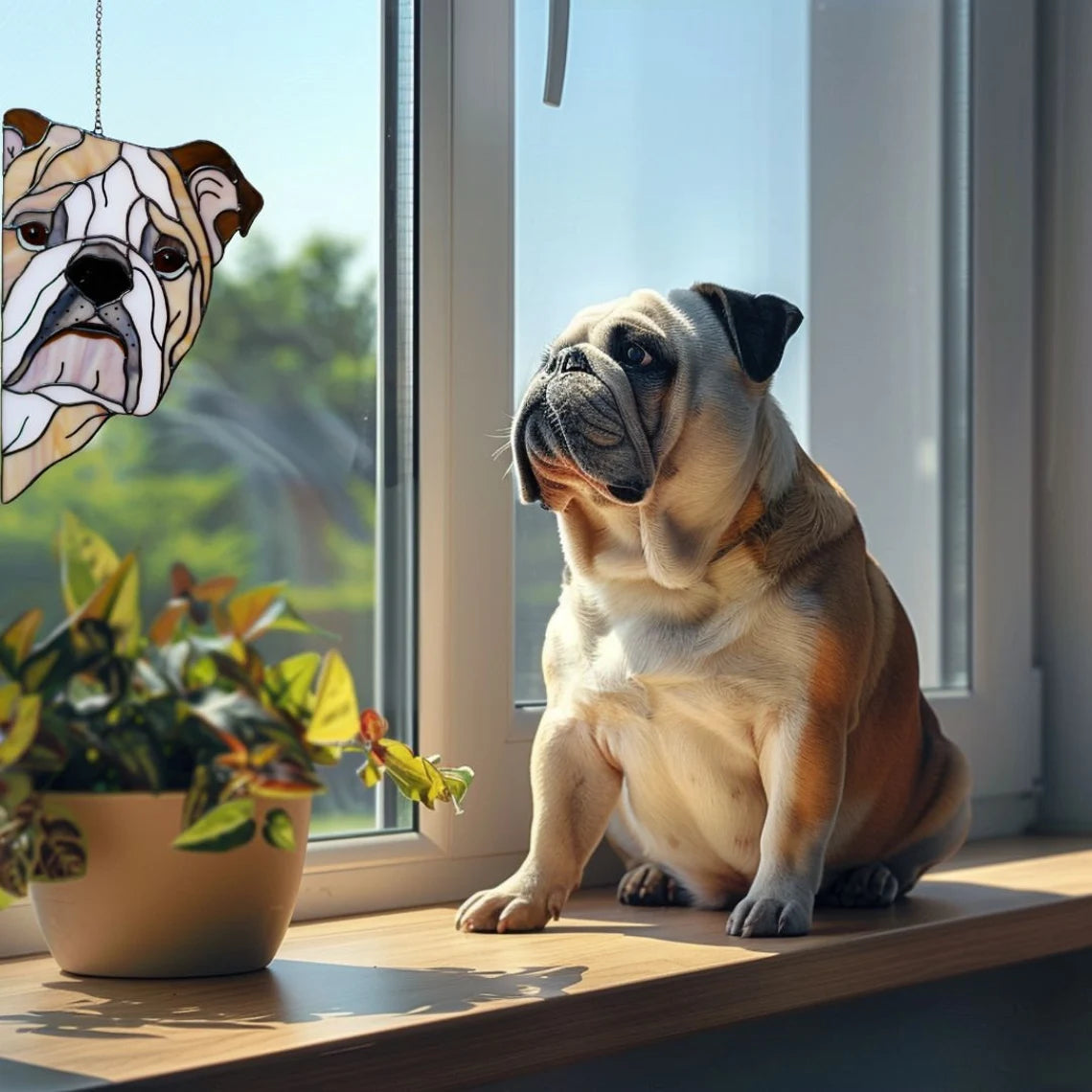 Stained Glass Peeking Dogs Window Hangings – Venus Glass Art