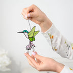 Tropical Hummingbird & Monstera Suncatcher Stained Glass Window Hanging Jungle-Inspired Gift for Her