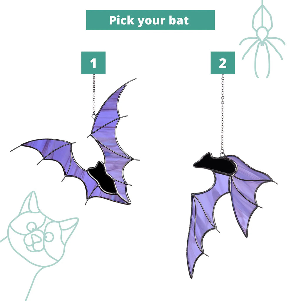 Stained Glass Bat Suncatcher: Gothic Halloween Window Hanging