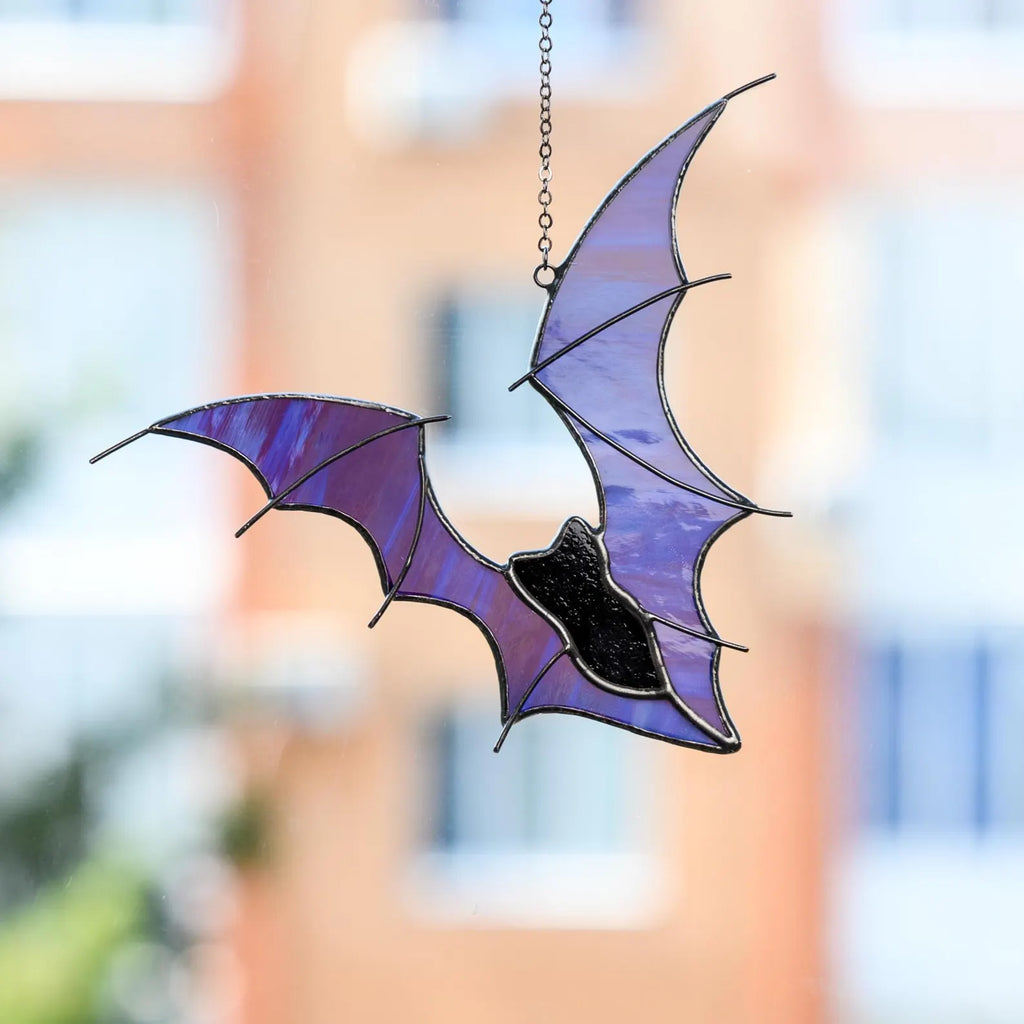 Stained Glass Bat Suncatcher: Gothic Halloween Window Hanging