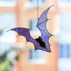 Stained Glass Bat Suncatcher: Gothic Halloween Window Hanging