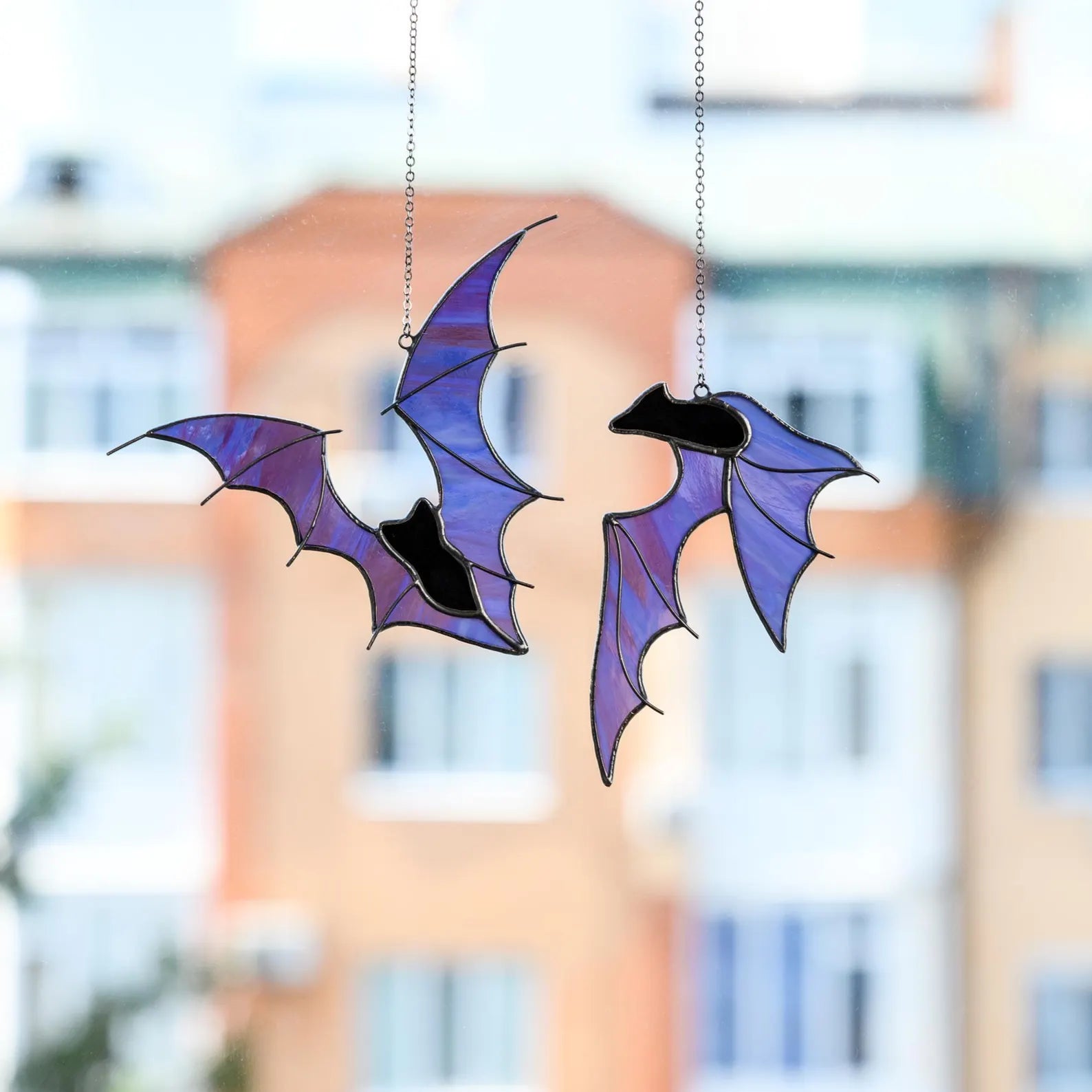 Stained Glass Bat Suncatcher: Gothic Halloween Window Hanging