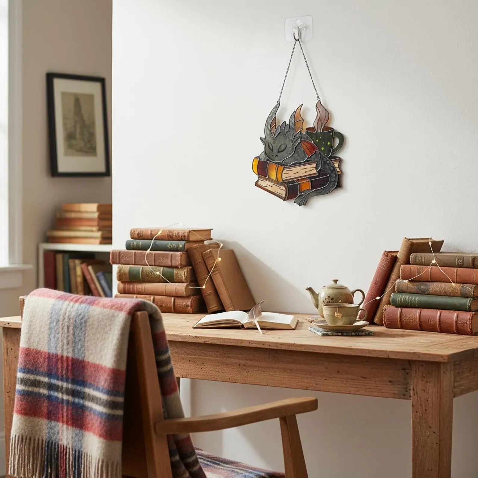 Stained Glass Book Dragon Suncatcher
