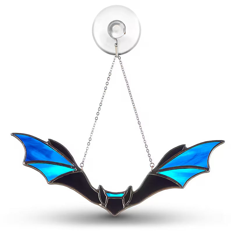 Halloween Bat Stained Glass Suncatcher for Window Decor