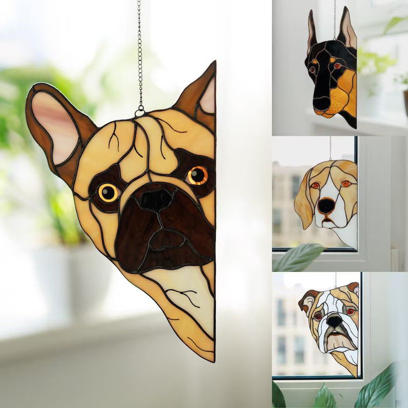 Stained Glass French Bulldog Suncatcher