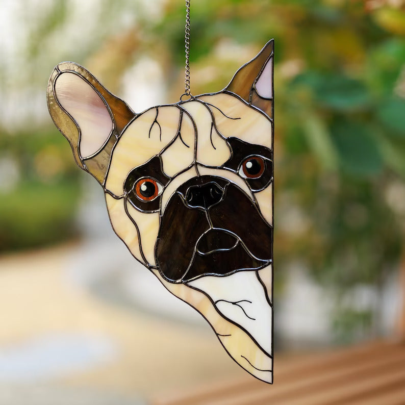 Stained Glass French Bulldog Suncatcher