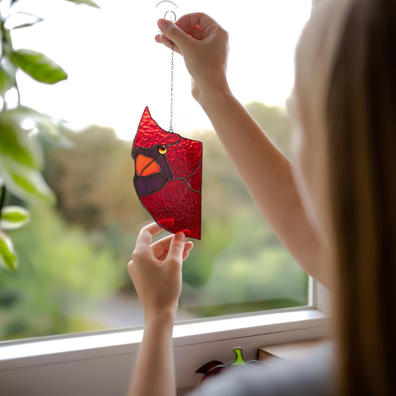 Peeking Cardinal Suncatcher