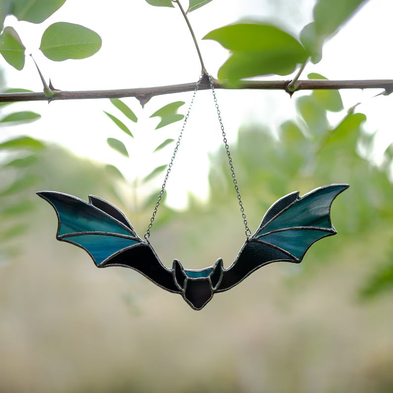 Halloween Bat Stained Glass Suncatcher for Window Decor